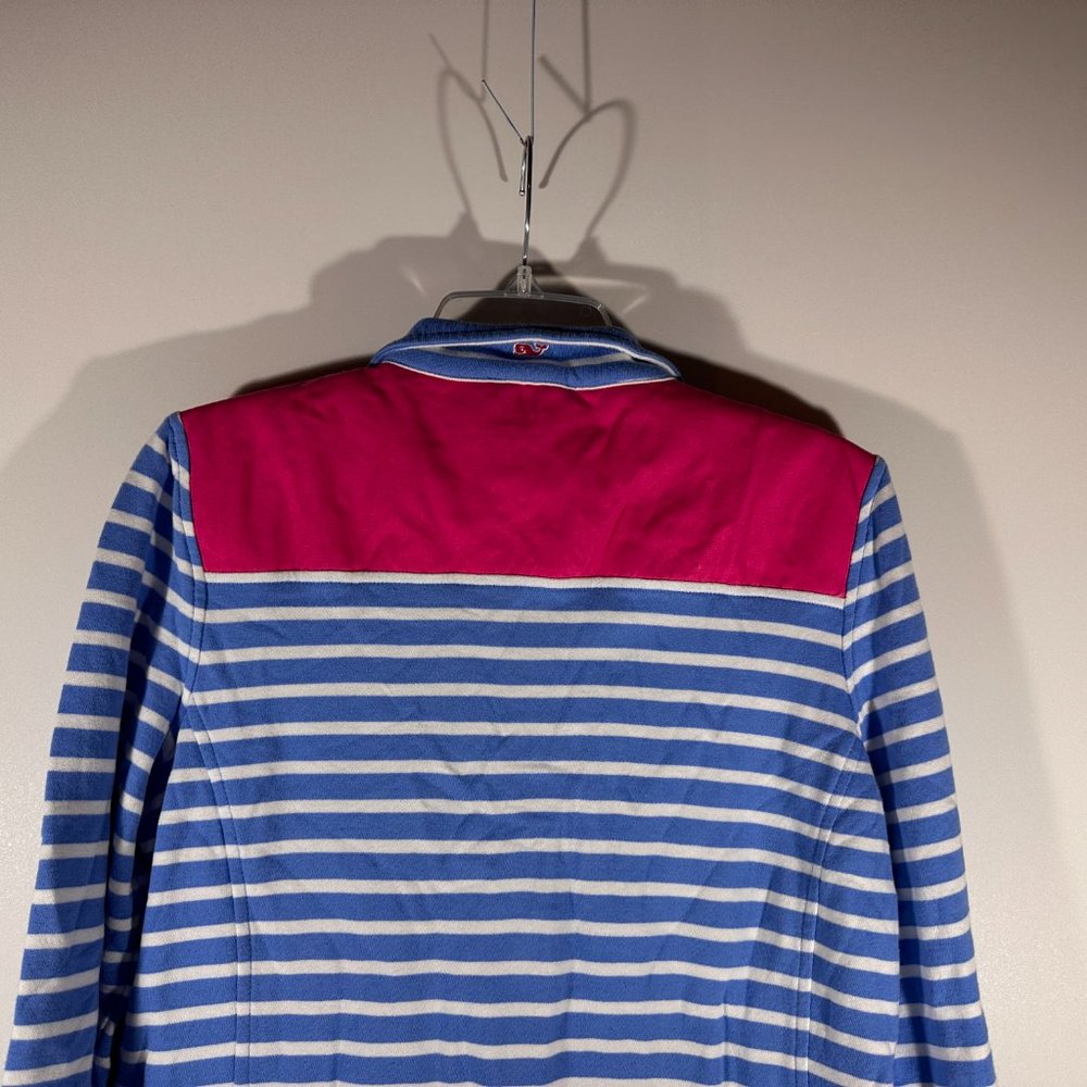 Vineyard Vines Blue White Pink 1/4 Zip Pull Over Women Size M - Picture 6 of 7